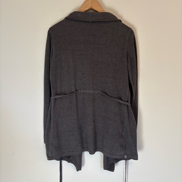 Barefoot Dreams CozyChic Ultra Lite Tie Waist Cardigan Gray Brown Size M - Picture 3 of 8